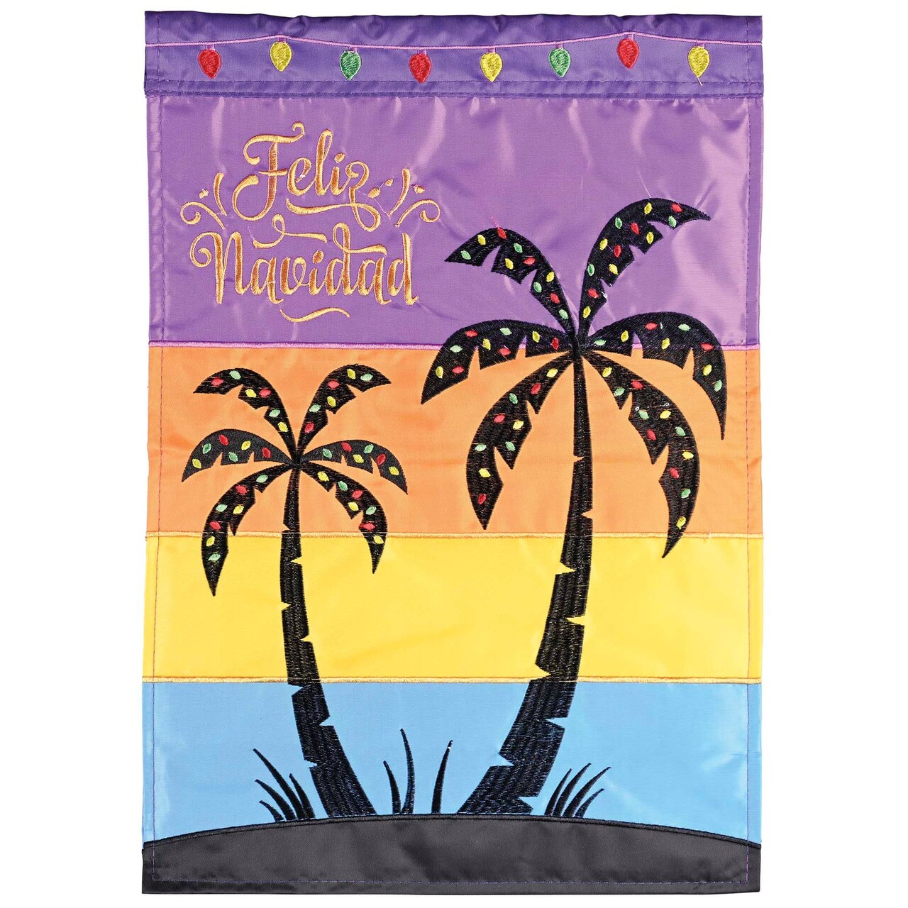 Edge Collection - 13" x 18" - Multicolor - Embroidered Feliz Navidad Garden Flag - 1 Piece